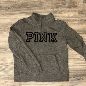 Gray PINK Quarter-Zip Sweatshirt